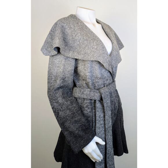 White House Black Market Gray Ombre Felted Wool Wrap Cardigan Jacket Size Medium - Picture 2 of 11